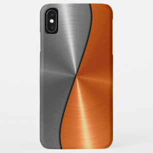銀とオレンジのステンレス鋼金属 iPhone XS MAXケース