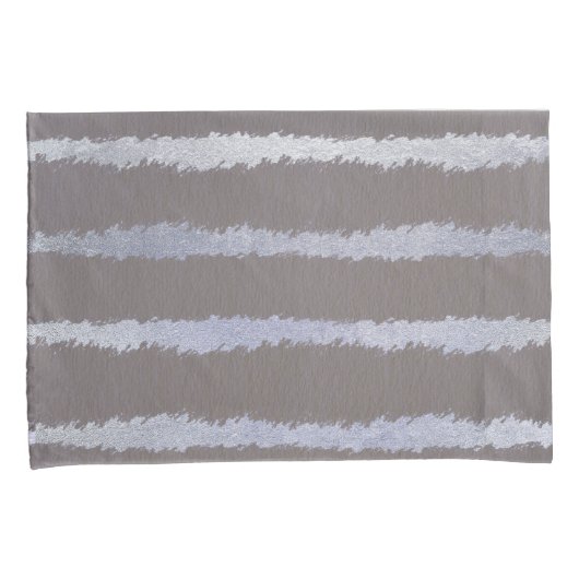 銀とストライプの灰色のトープのメタリックルック 枕カバー (正面右)