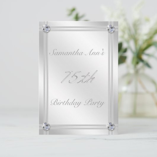 銀とダイヤモンドが75歳の誕生日パーティーに見える 招待状 (スタンド正面)