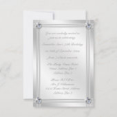 銀とダイヤモンドが75歳の誕生日パーティーに見える 招待状 (裏面)