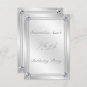 銀とダイヤモンドが75歳の誕生日パーティーに見える 招待状 (正面/裏面)