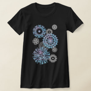 銀とネオンマンダラの雪片 Tシャツ