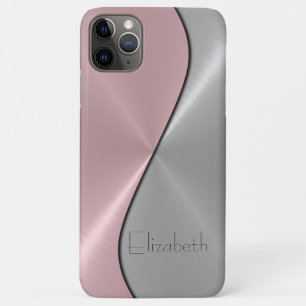 銀とピンクのステンレス鋼メタル iPhone 11 PRO MAXケース