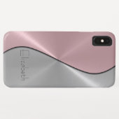 銀とピンクのステンレス鋼メタル Case-Mate iPhoneケース (裏面(横))