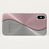 銀とピンクのステンレス鋼メタル Case-Mate iPhoneケース (裏面(横))