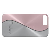 銀とピンクのステンレス鋼メタル Case-Mate iPhoneケース (裏面(横))