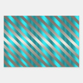 銀とメタリックアクアクリスマス ラッピングペーパーシート (正面3)