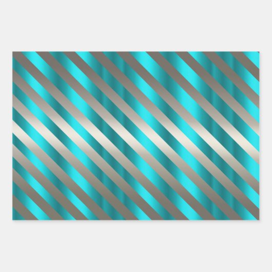 銀とメタリックアクアクリスマス ラッピングペーパーシート (正面3)