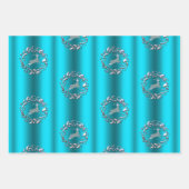 銀とメタリックアクアクリスマス ラッピングペーパーシート (正面2)