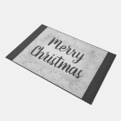 銀と灰色の霜メリークリスマス ドアマット (アングル)
