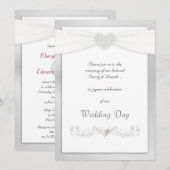 銀と白の結婚式招待状 招待状 (正面/裏面)