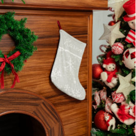 銀と白の雪の結晶の名前クリスマス ラージクリスマスストッキング