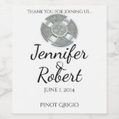 銀と白ワインラベルのケルト十字 ワインラベル (シングルラベル)