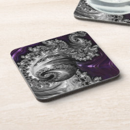 銀と紫のフラクタル渦 コースター