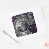 銀と紫のフラクタル渦 スクエアシール (封筒)