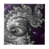 銀と紫のフラクタル渦 タイル (正面)