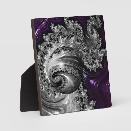 銀と紫のフラクタル渦 フォトプラーク (正面)