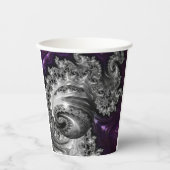 銀と紫のフラクタル渦 紙コップ (正面)