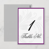 銀と紫のフローラハートのスクロールテーブル番号 ポストカード (正面/裏面)