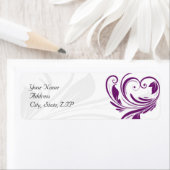 銀と紫のフローラハートスクロール ラベル (インサイチュ)