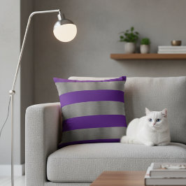 銀と紫の枕 |装飾的アクセント クッション