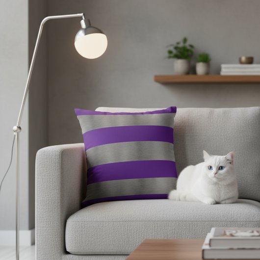 銀と紫の枕 |装飾的アクセント クッション