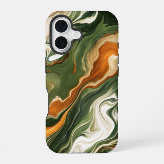 銀と紫の渦巻き iPhone 16ケース (裏面)