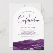 銀と紫の瑪瑙と十字架 | 確認 招待状 (正面)
