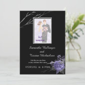 銀と紫の蝶のバラエレガントな結婚式 招待状 (スタンド正面)