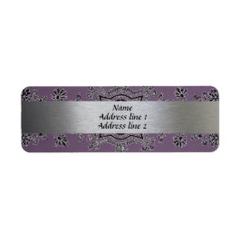 銀と紫の金属住所 シール