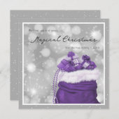銀と紫の魔法のクリスマスカード シーズンカード (正面/裏面)