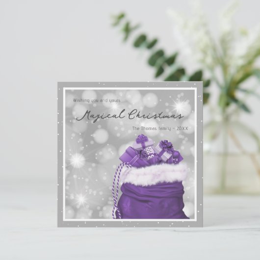 銀と紫の魔法のクリスマスカード シーズンカード (スタンド正面)