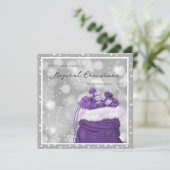 銀と紫モダンの星の魔法のクリスマス シーズンカード (スタンド正面)