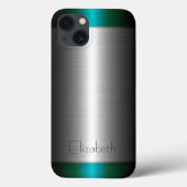 銀と緑のステンレス鋼メタル Case-Mate iPhoneケース (裏面)