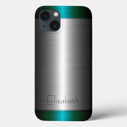 銀と緑のステンレス鋼メタル Case-Mate iPhoneケース (裏面)