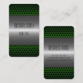 銀と緑のステンレス鋼金属穴 名刺 (正面/裏面)
