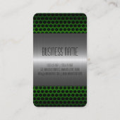 銀と緑のステンレス鋼金属穴 名刺 (裏面)