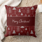 銀と赤のクリスマスツリーの森のパターン クッション (ブランケット)
