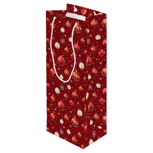 銀と赤のクリスマスボール ワインギフトバッグ (裏面アングル)