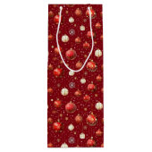 銀と赤のクリスマスボール ワインギフトバッグ (裏面)