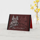 銀と赤の中世騎士のグリーティングカード カード (黄色い花)