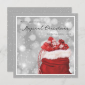 銀と赤の魔法のクリスマスカード シーズンカード (正面/裏面)