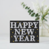 銀と金のおめでたい新年の輝き ポストカード (スタンド正面)