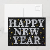 銀と金のおめでたい新年の輝き ポストカード (正面/裏面)