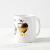 銀と金のアップルマグ コーヒーマグカップ (正面右)