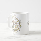 銀と金のキリスト降誕のシーン クリスマス コーヒーマグカップ (正面左)