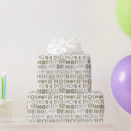 銀と金のコンフェティのクリスマスで「HO! HO! HO!」 ラッピングペーパー