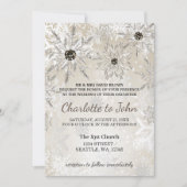 銀と金の雪の結晶の冬の結婚式の招待状 招待状 (正面)