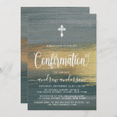 銀と金ゴールドのエレガント少年確認 招待状 (正面/裏面)