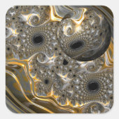 銀と金ゴールドのステッカーの球形バレエ スクエアシール (正面)